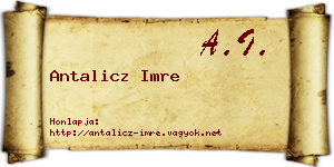 Antalicz Imre névjegykártya